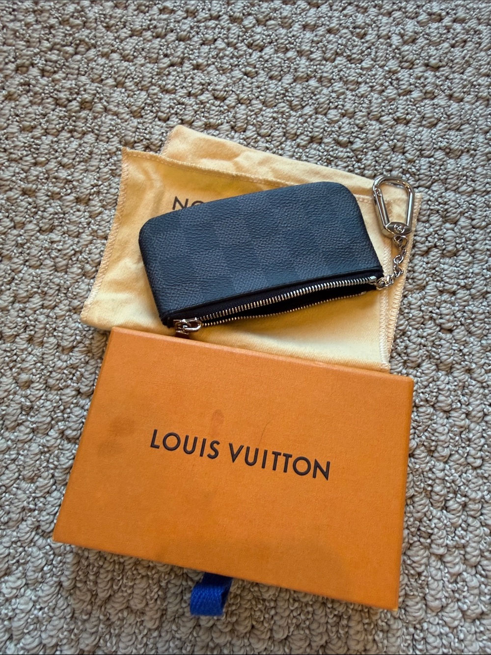 Louis Vuitton Black Damier Graphite Zip Key Pouch with Silver Hardware